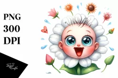 Simple Funny Flower with Big Eyes PNG Product Image 3