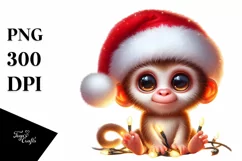 Cute Baby Monkey Digital Painting PNG Product Image 1