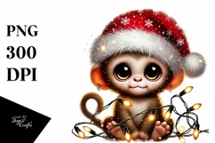 Cute Baby Monkey Digital Painting PNG Product Image 1