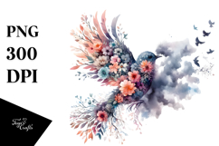 Half Bird Flowers PNG Product Image 1