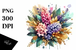 bouquet with Splash and Hyacinth | Sublimation | Clipart Product Image 1