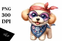 Watercolor Baby Poodle Caricature Clipart Product Image 1