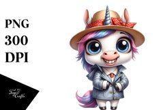 Watercolor Unicorn With Hat Bandana and Raincoat | Product Image 3