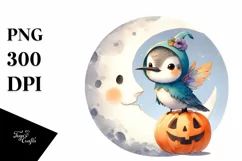 Adorable Baby Hummingbird in Halloween Costume, Simple PNG Product Image 1