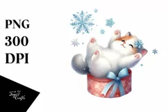Cute Cat Tumbling Snow Flakes PNG Product Image 1