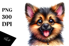 Cute Watercolor German Shepherd PNG Product Image 1