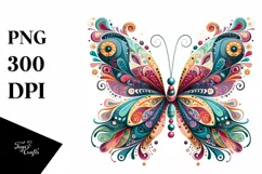 Colorful Watercolor Whimsical Butterfly Clipart Product Image 1