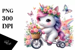 Baby Unicorn Cycling Pastel Art Product Image 3
