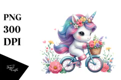 Cute Baby Unicorn Cycling Clipart Product Image 1