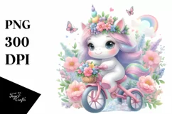 Baby Unicorn Cycling Pastel Art Product Image 3
