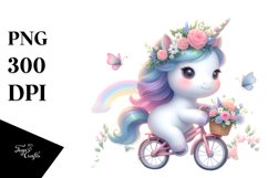 Cute Baby Unicorn Cycling Clipart Product Image 3