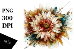 Stained Gerbera, Watercolor PNG Product Image 1