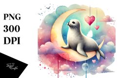 Boho Seal on Moon, PNG Product Image 1