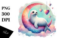 Boho Seal on Moon, PNG Product Image 1