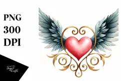 Airy Heart with Wings, PNG Product Image 1