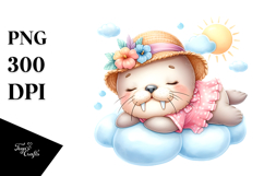 Cute Baby Walrus Sleeping PNG Product Image 1