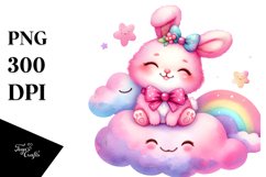 Colorful Cute Baby Bunny PNG Product Image 1