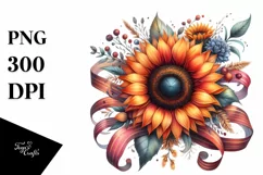 Vibrant Sunflower with Ribbons | Clipart Product Image 3