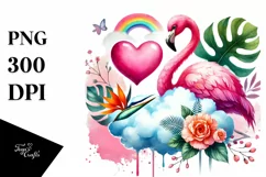 Flamingo in Digital Painting PNG Product Image 1