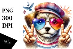 Detailed Puppy with Heart Sunglasses PNG Product Image 1