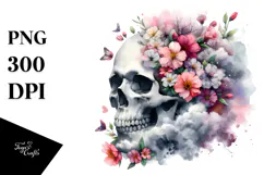 Skull made of Spring Flowers, Transparent PNG Product Image 1