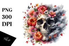 Skull made of Spring Flowers, Transparent PNG Product Image 1