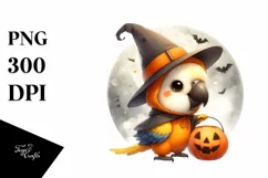Cute Baby Macaw in Halloween Attire, Digital Art Product Image 1