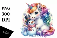 Baby Unicorn Snowman PNG Product Image 3