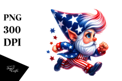 Gnome Celebrating 4th of July, Cheerful PNG Product Image 1
