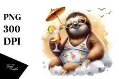 Happy Sloth in Beachwear, Transparent PNG Product Image 1