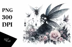 Gothic Fairy Baby Deer | Watercolor Clipart Product Image 1