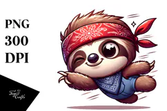 Cute Sloth Jumping Mid-Air, Transparent PNG Product Image 1