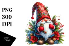 Detailed Vibrant Christmass Gnome Watercolor PNG Product Image 1