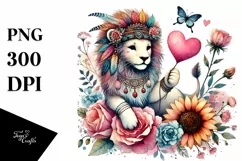 Boho Lion in Digital Painting PNG Product Image 1