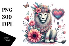 Boho Lion Painting, PNG Product Image 1