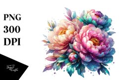 Detailed Shiny Peonies Made of Watercolor PNG Product Image 3