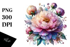 Detailed Shiny Peonies Made of Watercolor PNG Product Image 1