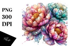 Detailed Shiny Peonies Made of Watercolor PNG Product Image 3