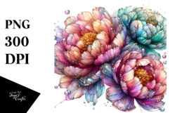 Detailed Shiny Peonies Made of Watercolor PNG Product Image 1