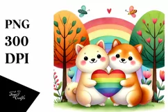 Cute Shiba Inu Trees Heart PNG Product Image 1
