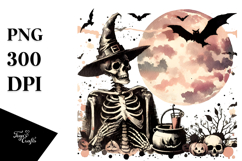 Retro Halloween Flower Sticker PNG Product Image 1