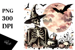 Retro Halloween Flower Sticker PNG Product Image 1