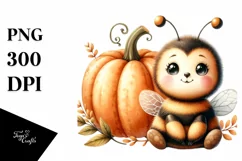 Funny Cute Baby Bee Sitting | Watercolor Clipart Product Image 1