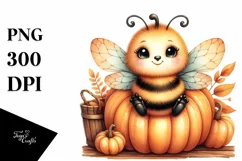 Funny Cute Baby Bee Sitting | Watercolor Clipart Product Image 1
