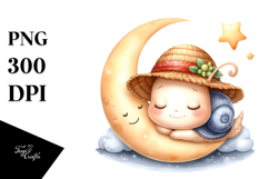 Cute Baby Snail Sleeping PNG Product Image 1