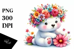 Vibrant Baby Polar Bear Sitting PNG Product Image 3