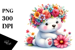 Vibrant Baby Polar Bear Sitting PNG Product Image 1