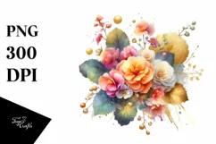 bouquet with Splash and Begonia | Sublimation | Clipart Product Image 1
