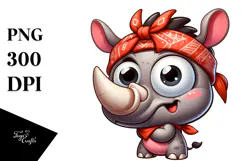 Exaggerated Cute Cartoon Rhino PNG Product Image 1