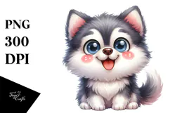 Cute Cartoon Siberian Husky PNG Product Image 1